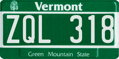 VT license plate ZQL318