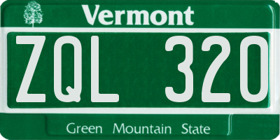VT license plate ZQL320