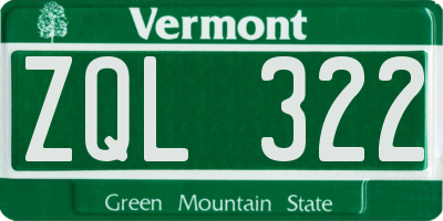 VT license plate ZQL322