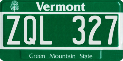 VT license plate ZQL327