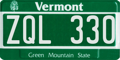 VT license plate ZQL330