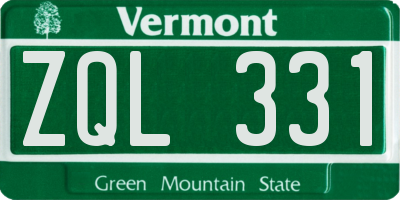 VT license plate ZQL331
