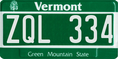 VT license plate ZQL334