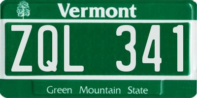 VT license plate ZQL341