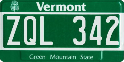VT license plate ZQL342