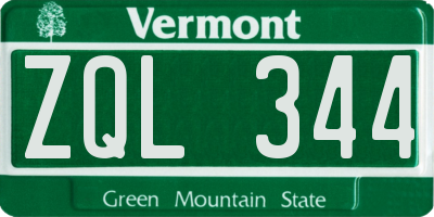 VT license plate ZQL344