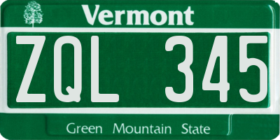 VT license plate ZQL345