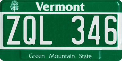 VT license plate ZQL346