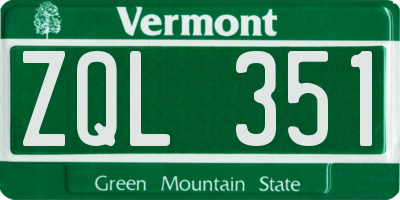 VT license plate ZQL351
