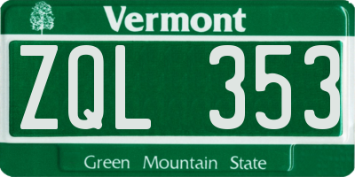 VT license plate ZQL353