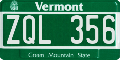 VT license plate ZQL356
