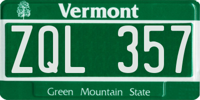 VT license plate ZQL357
