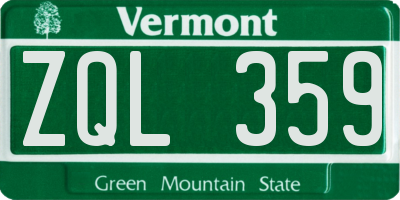 VT license plate ZQL359