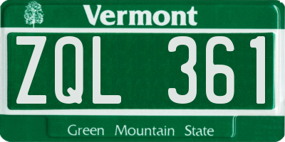 VT license plate ZQL361