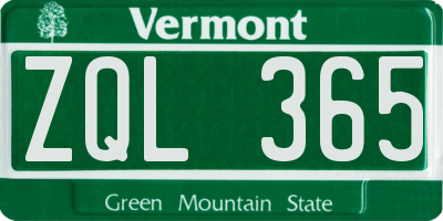 VT license plate ZQL365