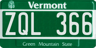 VT license plate ZQL366