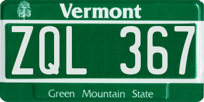 VT license plate ZQL367