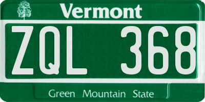 VT license plate ZQL368