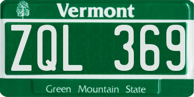 VT license plate ZQL369
