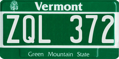 VT license plate ZQL372