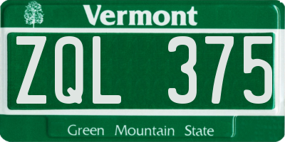 VT license plate ZQL375