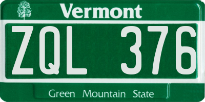 VT license plate ZQL376