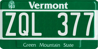 VT license plate ZQL377