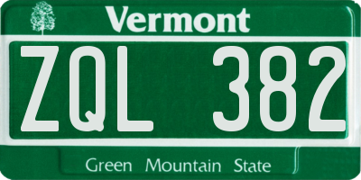 VT license plate ZQL382
