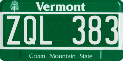 VT license plate ZQL383