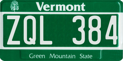 VT license plate ZQL384