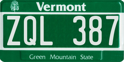 VT license plate ZQL387