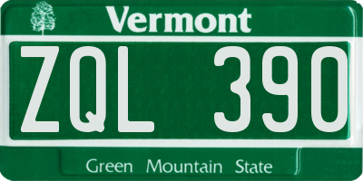 VT license plate ZQL390