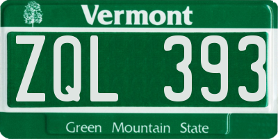 VT license plate ZQL393