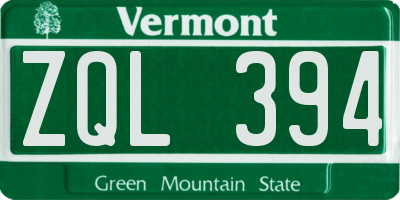 VT license plate ZQL394