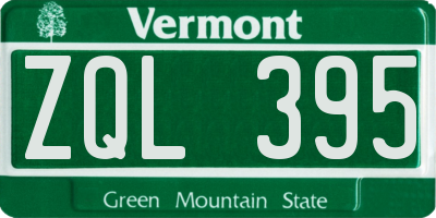 VT license plate ZQL395