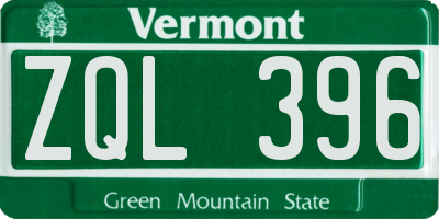 VT license plate ZQL396