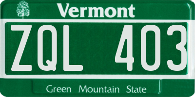 VT license plate ZQL403