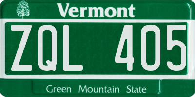 VT license plate ZQL405