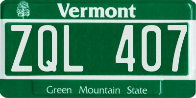 VT license plate ZQL407