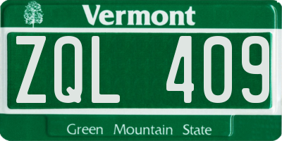 VT license plate ZQL409