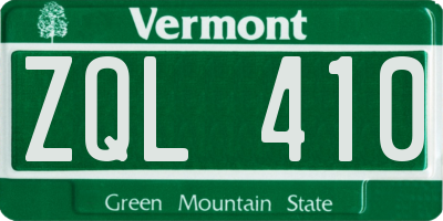 VT license plate ZQL410