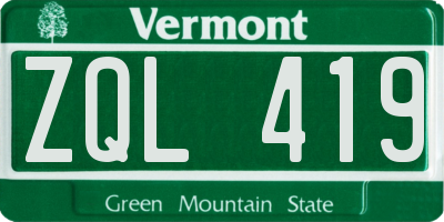 VT license plate ZQL419