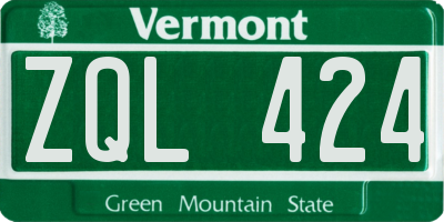 VT license plate ZQL424