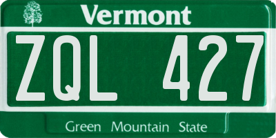 VT license plate ZQL427