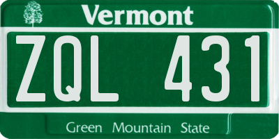 VT license plate ZQL431