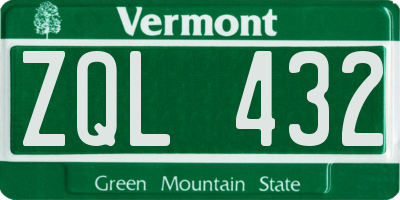 VT license plate ZQL432