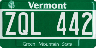 VT license plate ZQL442