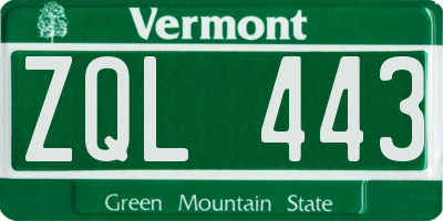VT license plate ZQL443