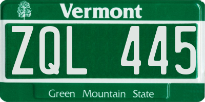 VT license plate ZQL445