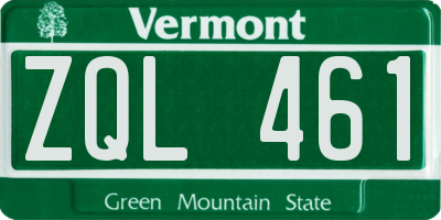VT license plate ZQL461
